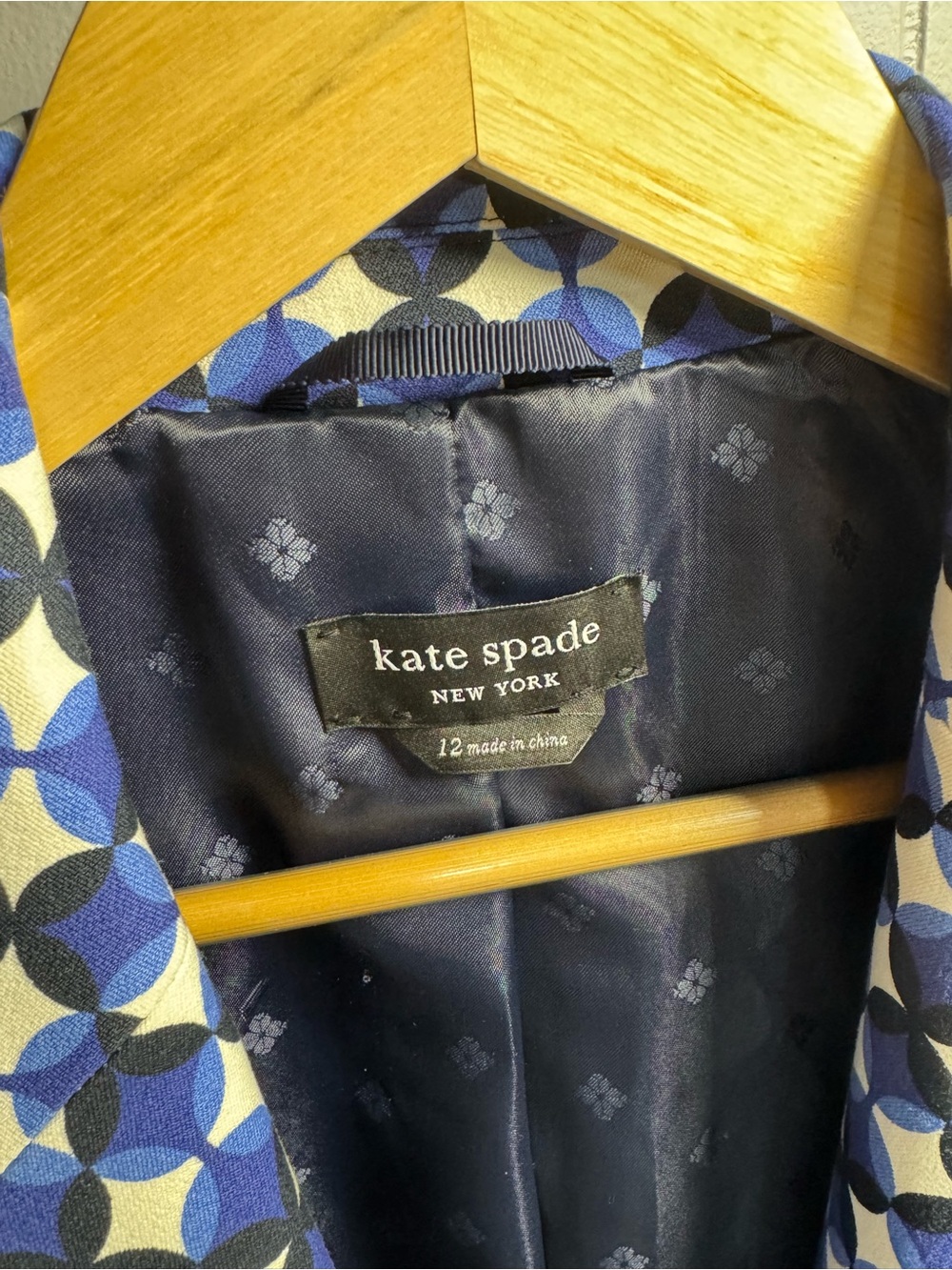 kate spade Navy and Blue Geometric Print Blazer